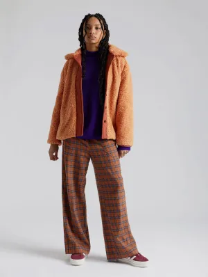 Autumn Women's Organic Cotton Check Flannel Trousers | Checked Orange