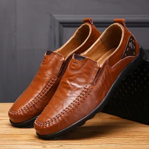 Brand Men Leather Shoes Luxury Casual Shoes Men Loafers Soft Leather Footwear Breathable Slip On Driving Men Ses Plus Size 37-47