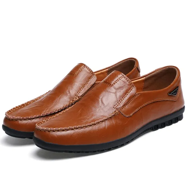 Brand Men Leather Shoes Luxury Casual Shoes Men Loafers Soft Leather Footwear Breathable Slip On Driving Men Ses Plus Size 37-47