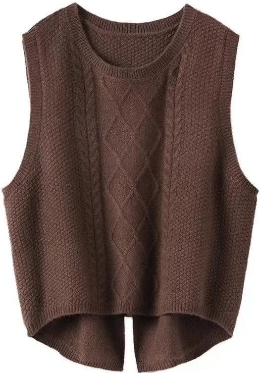 *Cable Knit Slit Sweater Vest