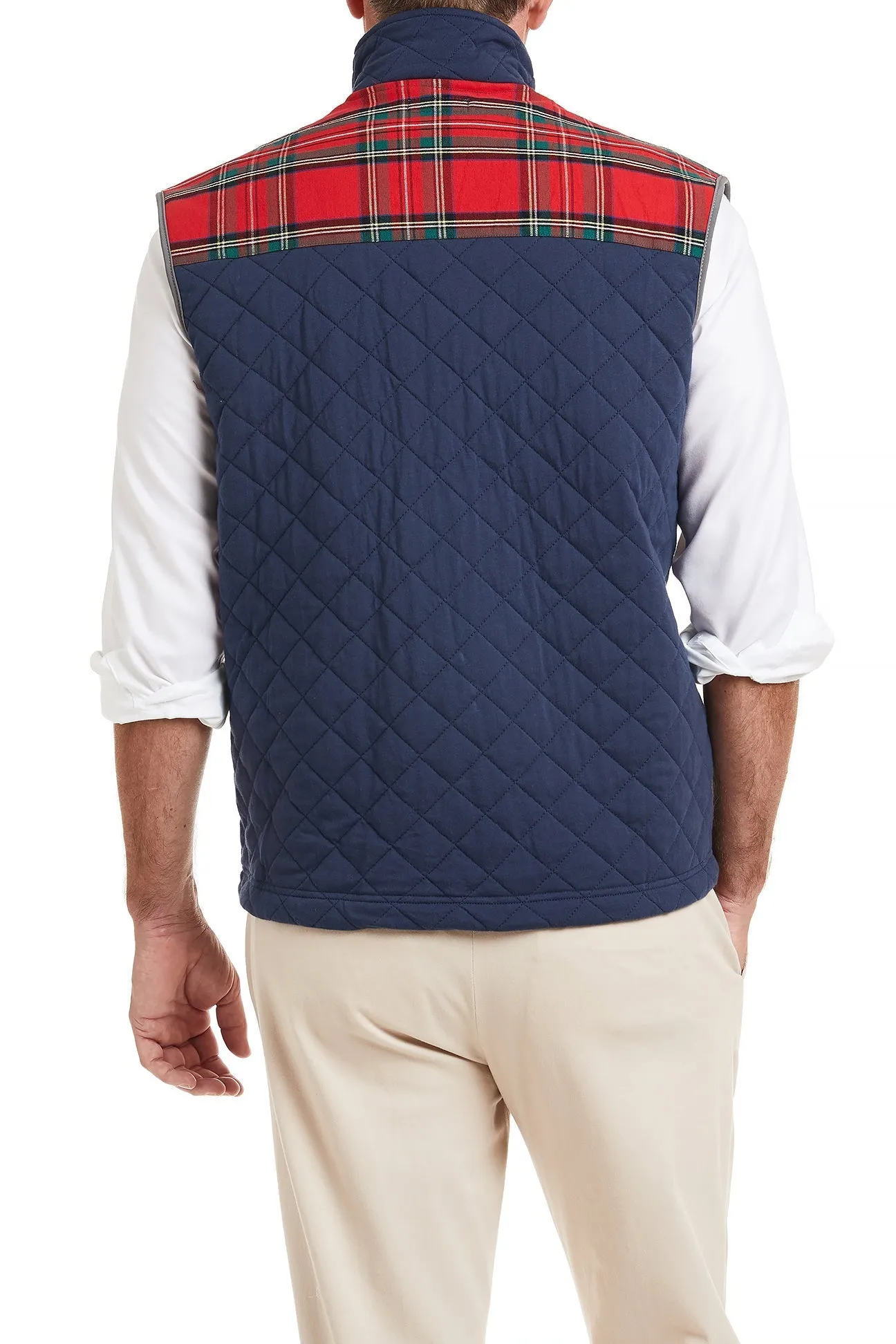 Cross Rip Quilted Vest Nantucket Navy with Royal Stewart Trim