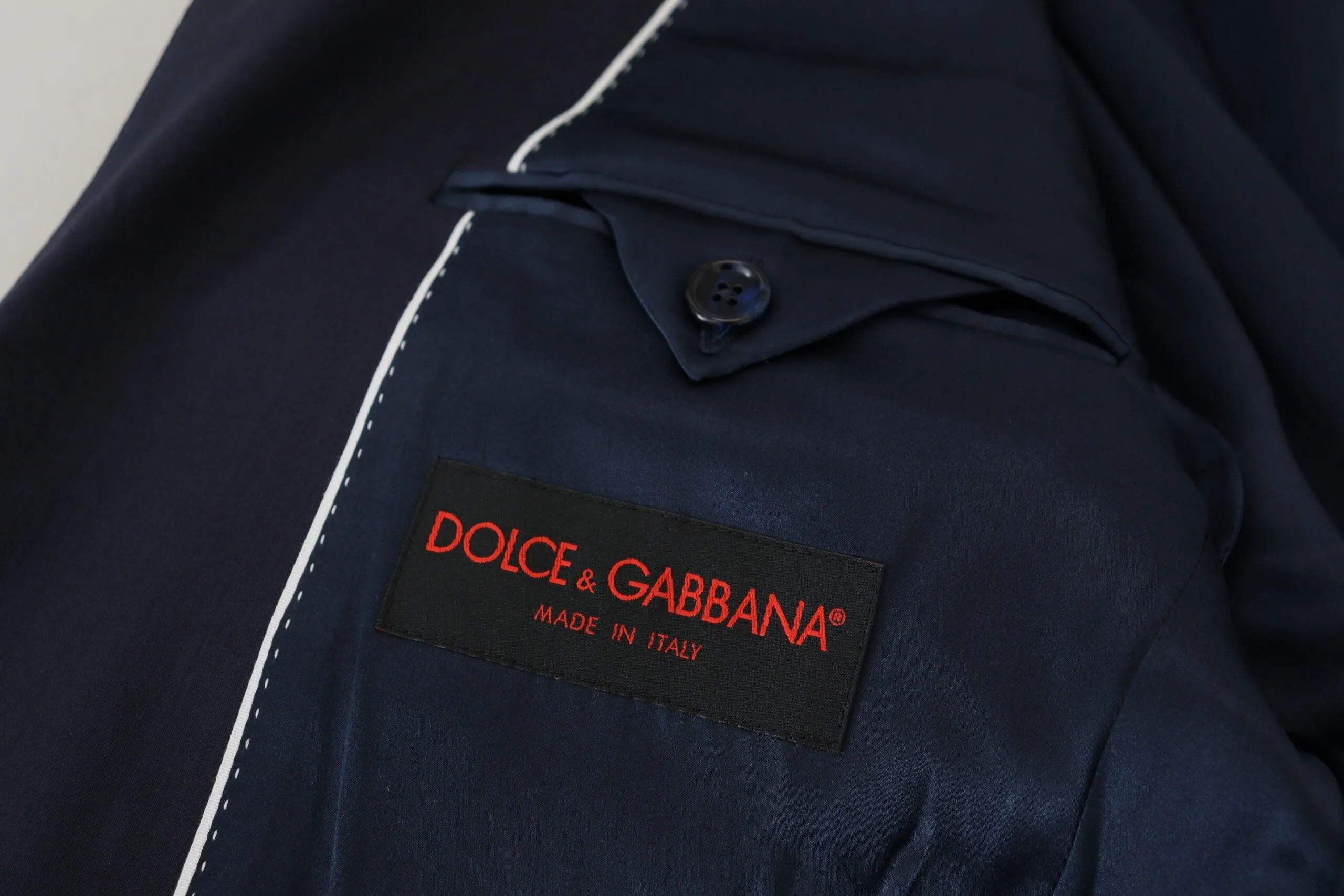 Dolce & Gabbana Blue Wool Slim Fit Formal Coat Blazer