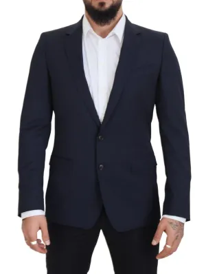 Dolce & Gabbana Dark Blue Wool Single Breasted MARTINI Blazer