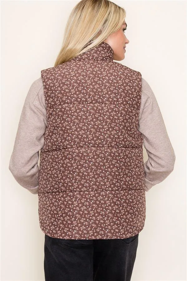 Floral Puffer Vests - 2 Colors!