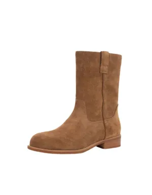 Genuine Leather Versatile Suede Mid-calf Boots