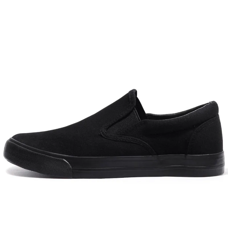 Hnzxzm Canvas Shoes Men Loafers Cool Young Man Street Black Shoes Breathable Men Casual Shoes Flat Slip-on Plus Size N023