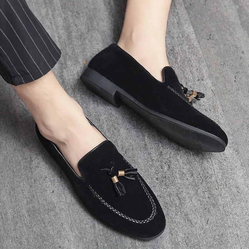 Hnzxzm New Mens Leather Casual Shoes for Men Tassel Loafers Comfortable Black Brown Moccasins suede mens shoes mocasines