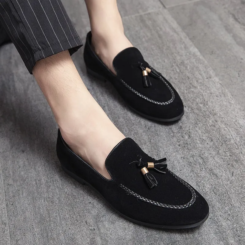 Hnzxzm New Mens Leather Casual Shoes for Men Tassel Loafers Comfortable Black Brown Moccasins suede mens shoes mocasines