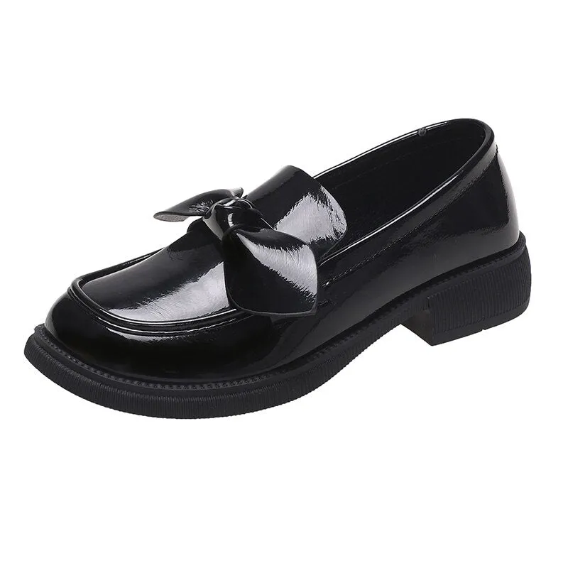 Khaki Sweet Bowknot Oxford Shoes Women  Spring Autumn Black Leather Flats New Low Heels Casual Boat Shoes Women Loafers