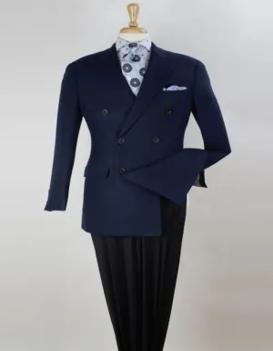 Mens Classic Fit Double Breasted Navy Sport Coat Blazer