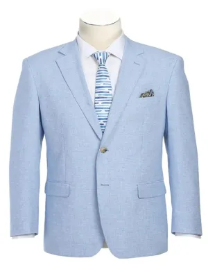 Mens Classic Two Button Linen & Cotton Summer Sport Coat Sky Blue Blazer