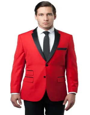 Men's Two Button Notch Lapel Red and Black Tuxedo Jacket