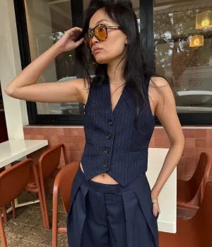 MILA TAILORED VEST- NAVY