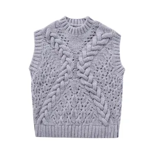 Pre Order:  Ribbed Cable Knit Vest