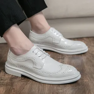 Pu Leather Men Casual Shoes Luxury Mens Oxford Shoes For Men Moccasins Breathable White Business Dress Shoes Man Brogue Shoes