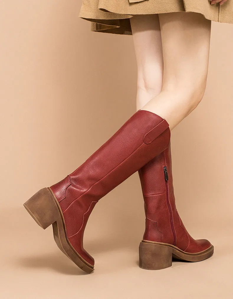 Pure Leather Handmade Women's Fashion Long Boots