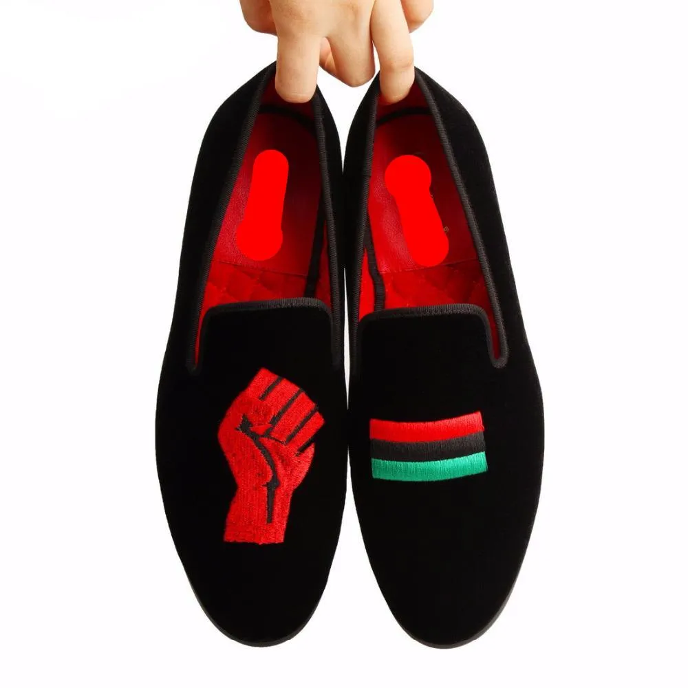 Unity for Black People Embroidery Symbol Men Loafer Shoes