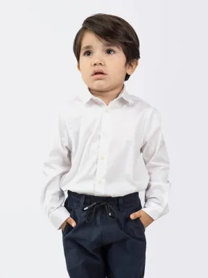 White Satin Formal Kids Shirt