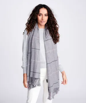 Womens Silver Grey Cashmere Feel Checked Scarf