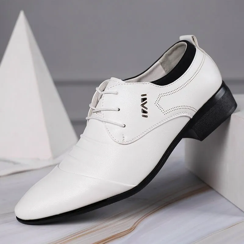 Yeknu Size 38-48 Classic Business Formal Men Oxford Comfortable PU Leather Wedding Suits Breathable Low Top Shoes 16-8808